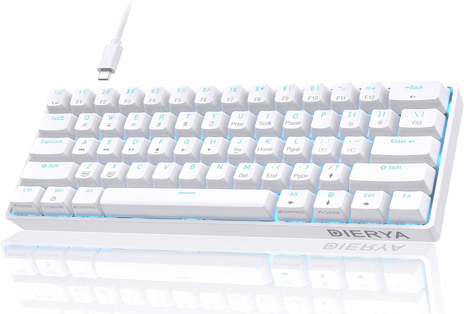CLAVIER MECANIQUE GAMING DIERYA DK61SE 60 Pourcent WHITE BROWN SWITCH